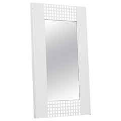 Vintage Josef Hoffmann Style Mirror in White Lacquered Metal 1970s