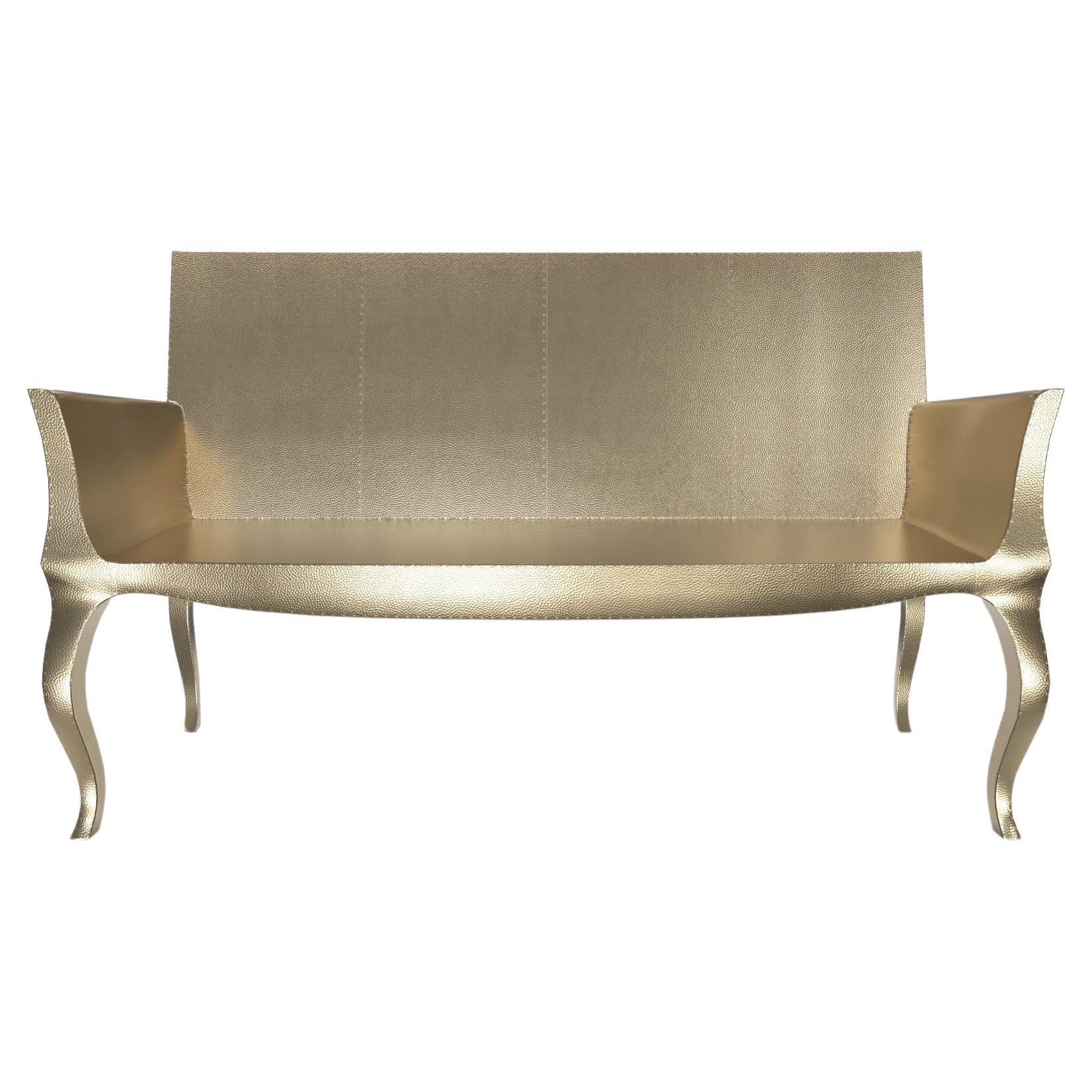 Louise Settee Art Deco Benches in Mid. Hammered Brass by Paul Mathieu For Sale
