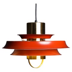Retro Red Vitrika 23415 Pendant Lamp in Brass, Denmark 