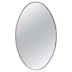 Vintage Oval Wall Brass Mirror, Italy 1960s