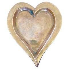 Retro Brazilian Modern Patinated Bronze Heart Shaped Tray or Catchall, 1960s