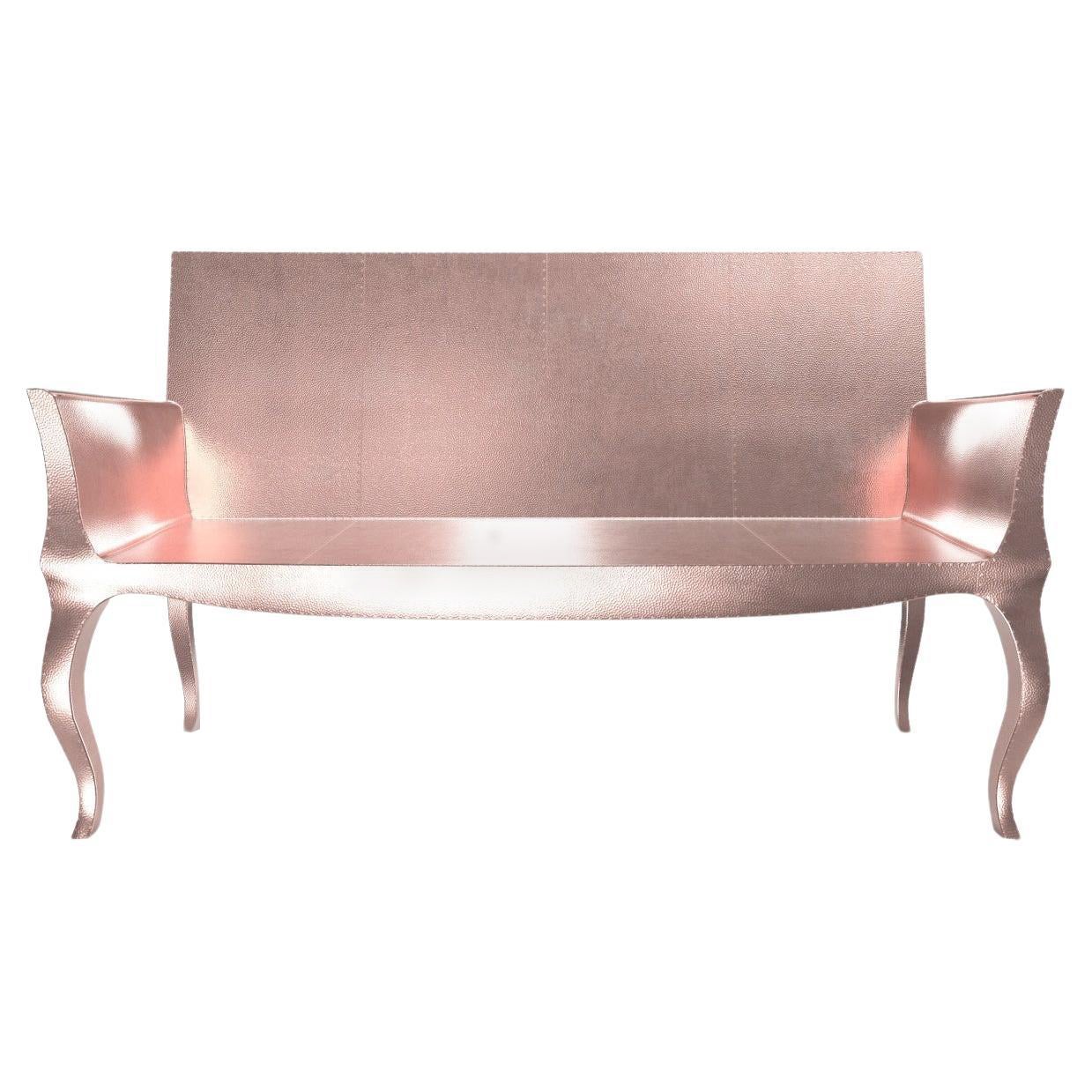Louise Settee Art Deco Benches in Mid. Hammered Copper by Paul Mathieu For Sale
