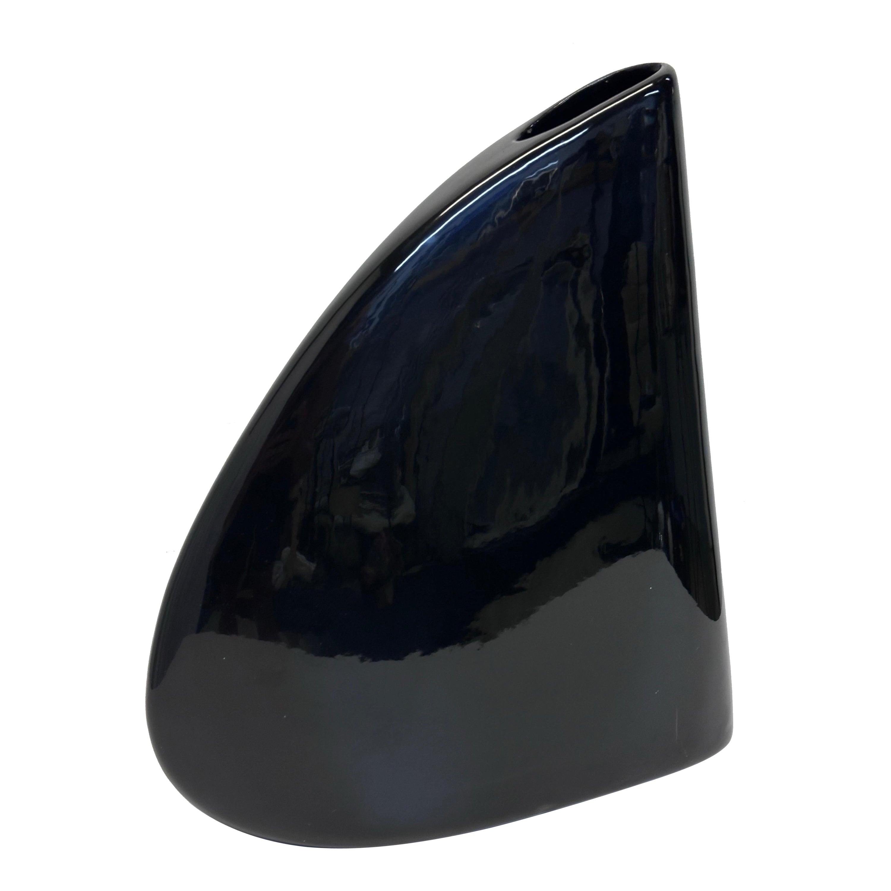 Modern Black Ceramic Vase by Haeger, 1985 For Sale