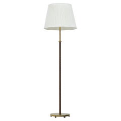 Lampadaire en cuir et laiton par Harald Notini, Böhlmarks, Suède, années 1950