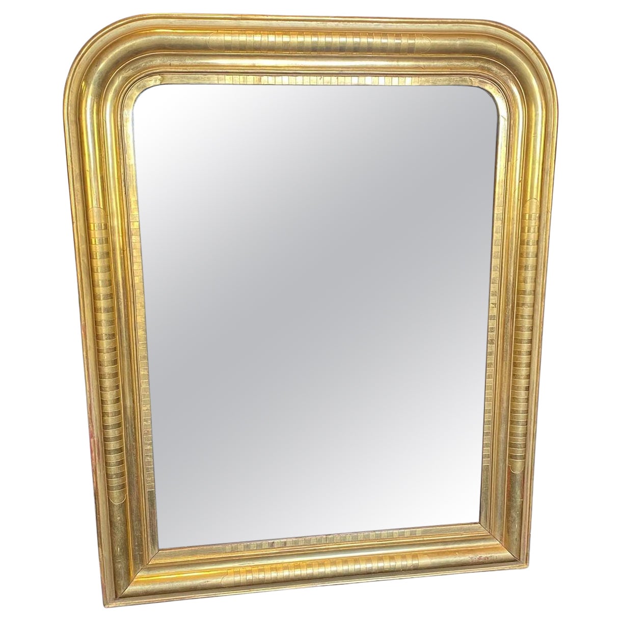  19th Century French Louis Philippe Gold Leaf Giltwood Mirror For Sale