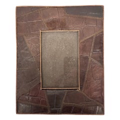 Vintage Stitched and Embossed Leather Photo Frame by Palecek