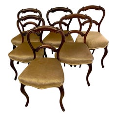 Satz von 6 antiken Esszimmerstühlen aus Palisanderholz in viktorianischer Qualität 