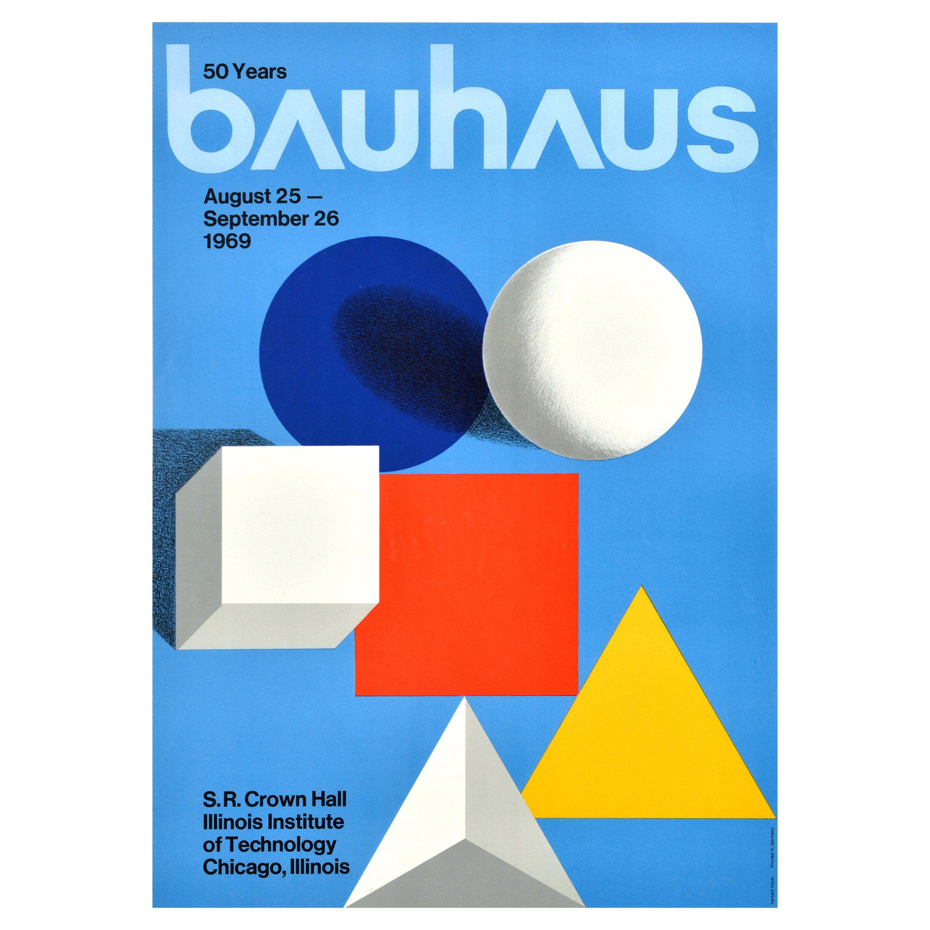 Original Vintage-Poster, Kunstausstellungsplakat, Bauhaus Chicago, Illinois, Herbert Bayer