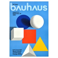 Original Vintage Cartel de Exposición de Arte Bauhaus Chicago Illinois Herbert Bayer