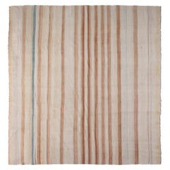 Mid-20th Century Striped Indian Dhurrie Cotton Rug