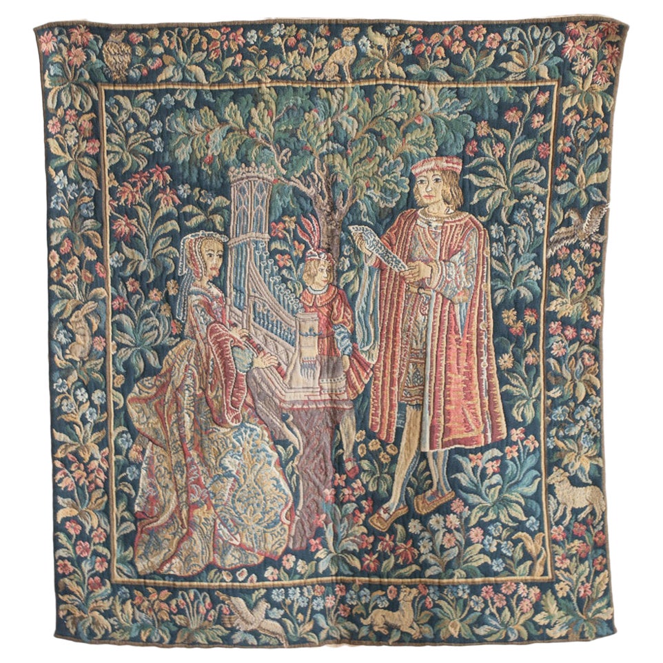 Mid 20th Century French "The Lady and the Organ" Tapestry For Sale