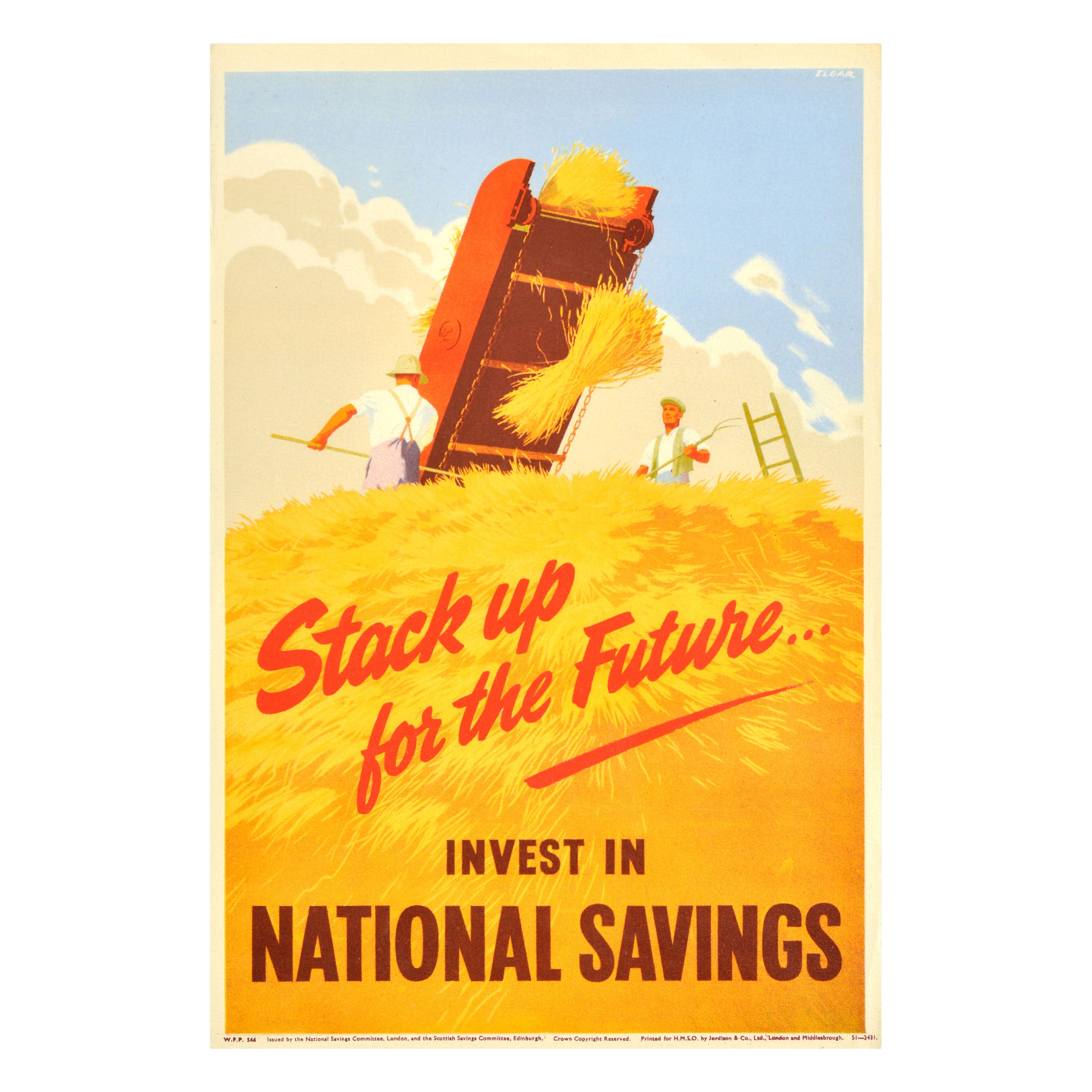 Original Vintage Advertising Poster Stack Up For The Future National Savings For Sale