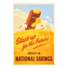Original Antique Advertising Poster Stack Up For The Future National Savings