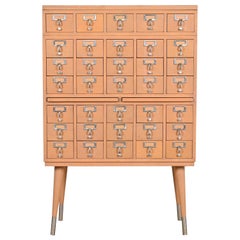 Vintage Mid-Century Modern 35-Drawer Maple Library Card Catalog by John E. Sjöström Co.