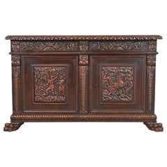 R.J. Horner Style Renaissance Revival Carved Walnut Sideboard or Bar Cabinet, C