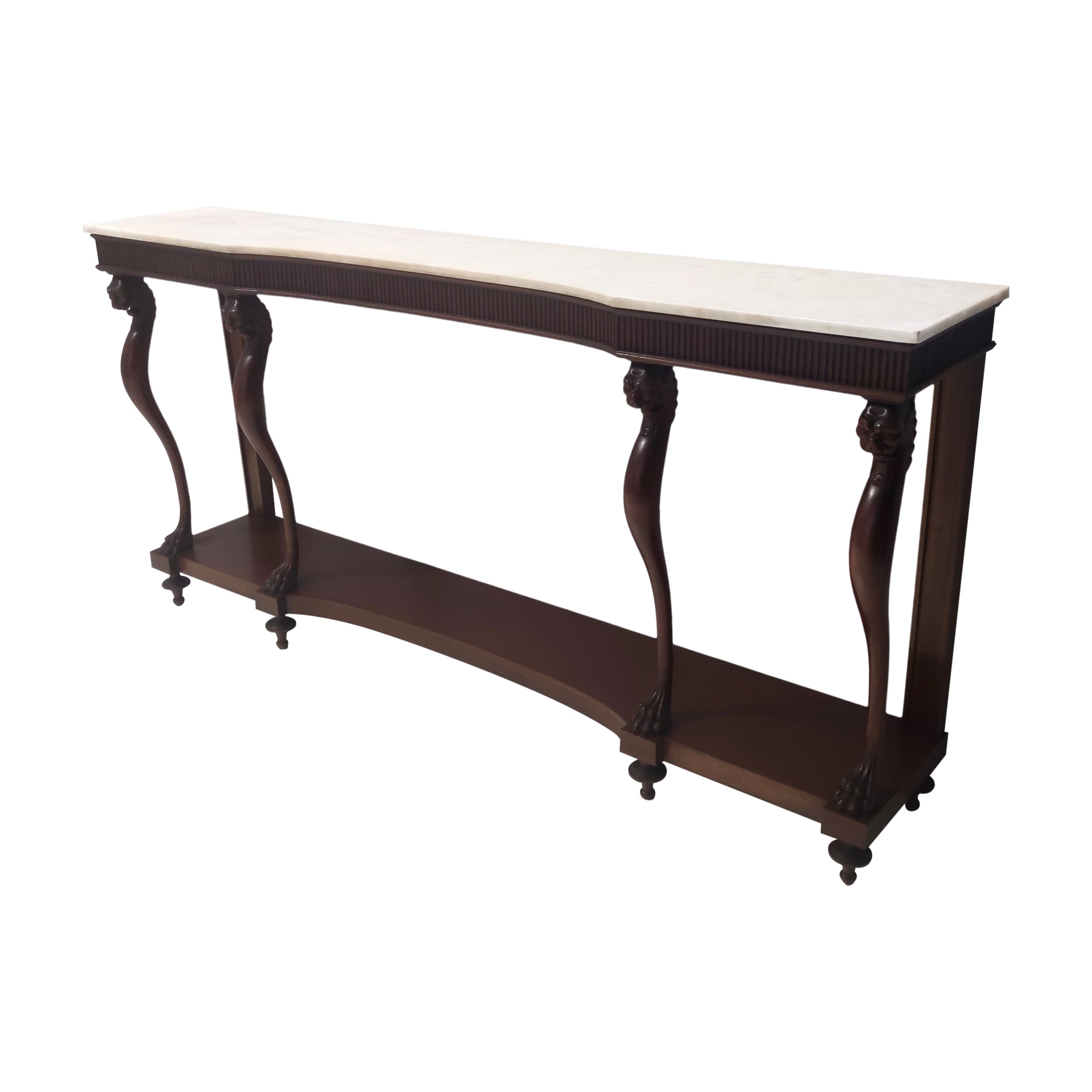 Vintage Outstanding Neoclassical Style Console with a Carrara Marble Top, Italy For Sale