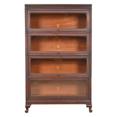 Antique Arts & Crafts Mahogany Four-Stack Barrister Bookcase by Macey, 1920s