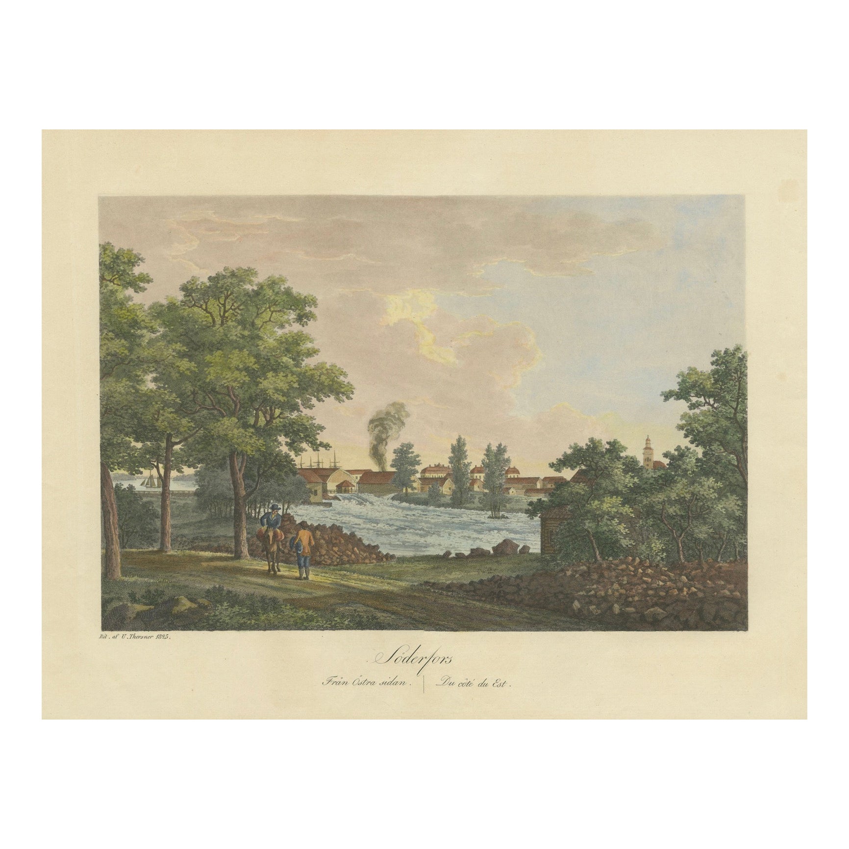 Bukolische Beschaulichkeit: Söderfors in Schweden von Ulrik Thersner, 1825 im Angebot