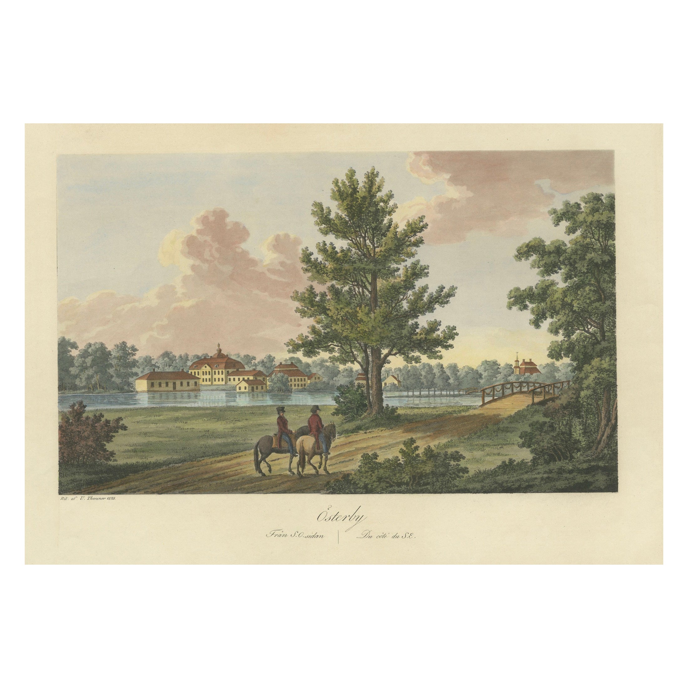 Gentle Repose at Österby: An 1824 Aquatint by Ulrik Thersner For Sale