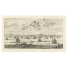 Antique Maritime Majesty: The 17th-Century Skyline of Kalmar in Sweden, 1693