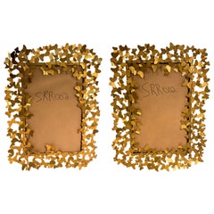 Pair Of Shimmering Gold  Metal Butterfly Frames For Mirrors