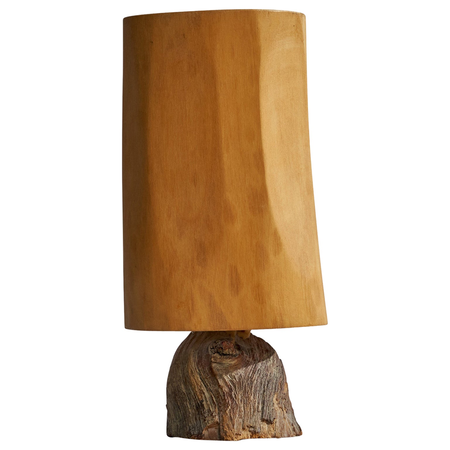 Kurt Schmidt, Table Lamp, Wood, Driftwood, Sweden, 1980