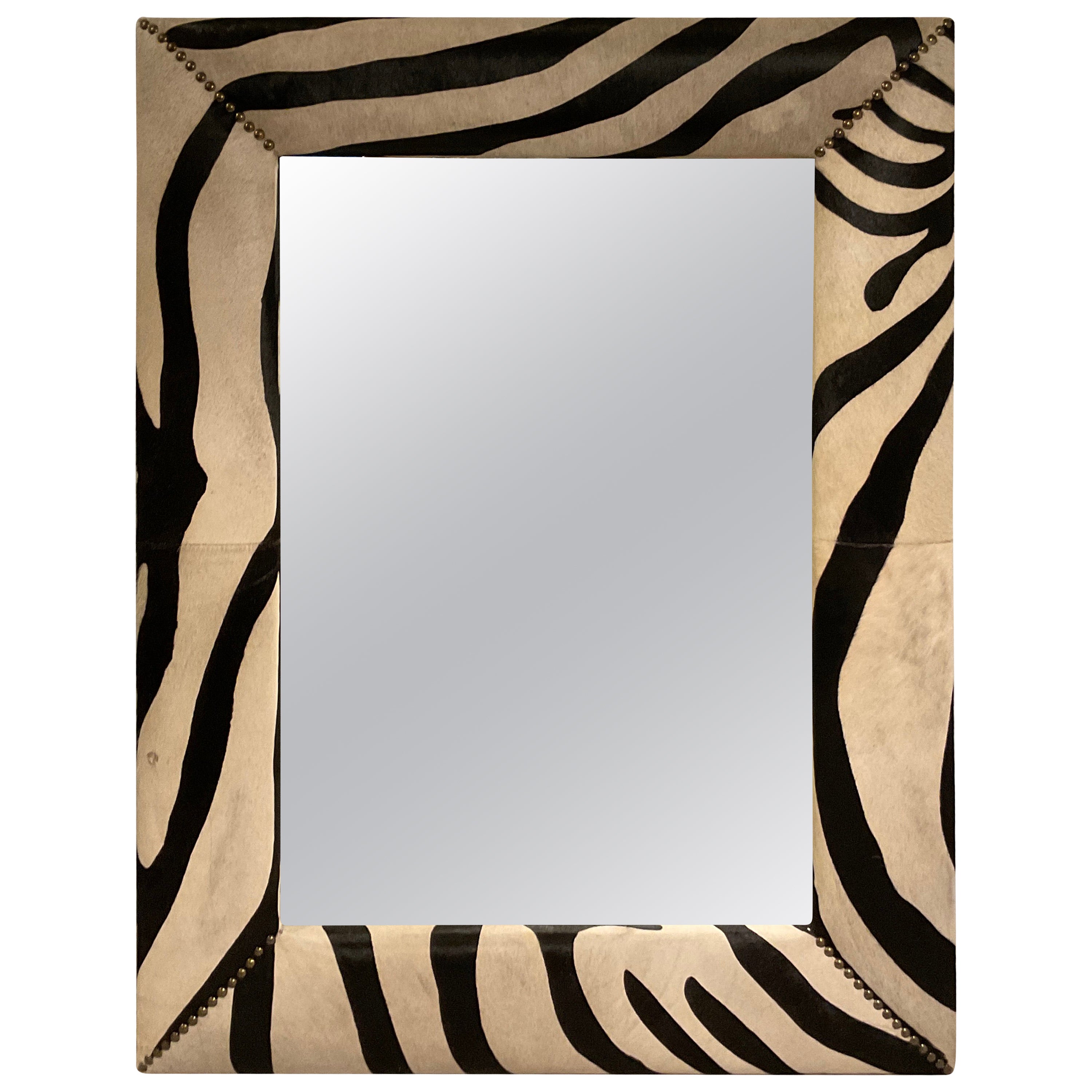 Zebra Pattern Mirror  Made From Cowhide For Sale