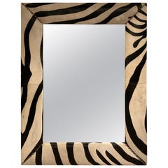 Zebra Pattern Mirror  Made From Cowhide