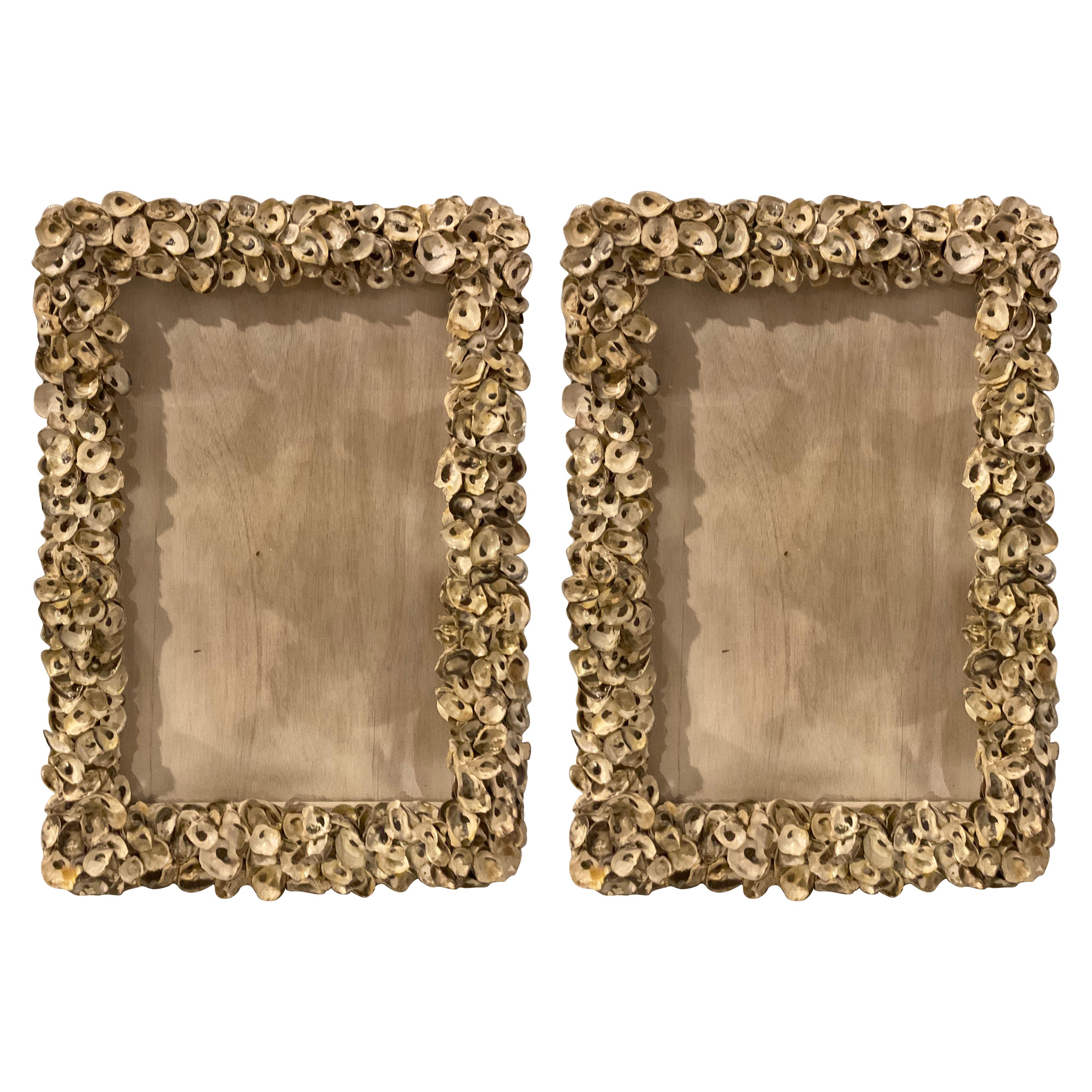 Pair Of Oyster Shell Frames  For Mirrors For Sale