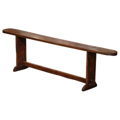 Antique Mid-19th Century French Country Carved Oak Bench from Normandy