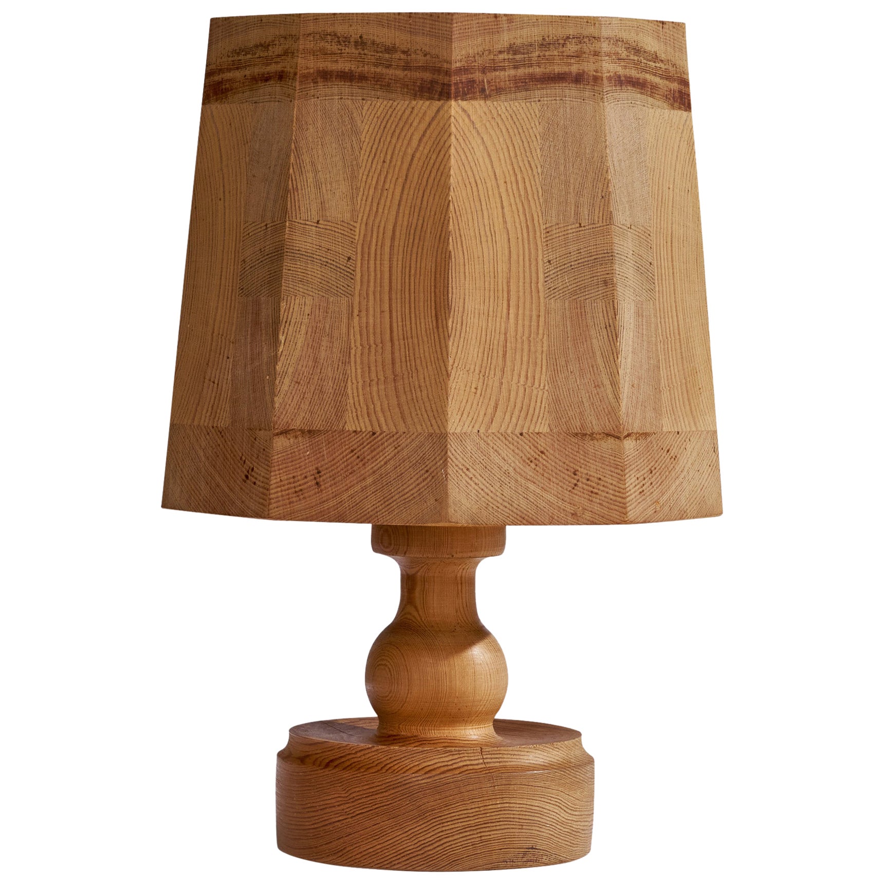 Swedish Designer, Table Lamp, Pine, Sweden, 1970s For Sale