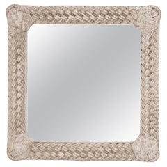 20th Century French Wooden White Knotted Patinated Mirror