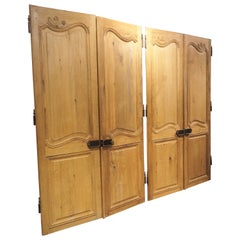 Set of 4 Antique French Carved Oak Double Sided Interior Doors, 19th Century