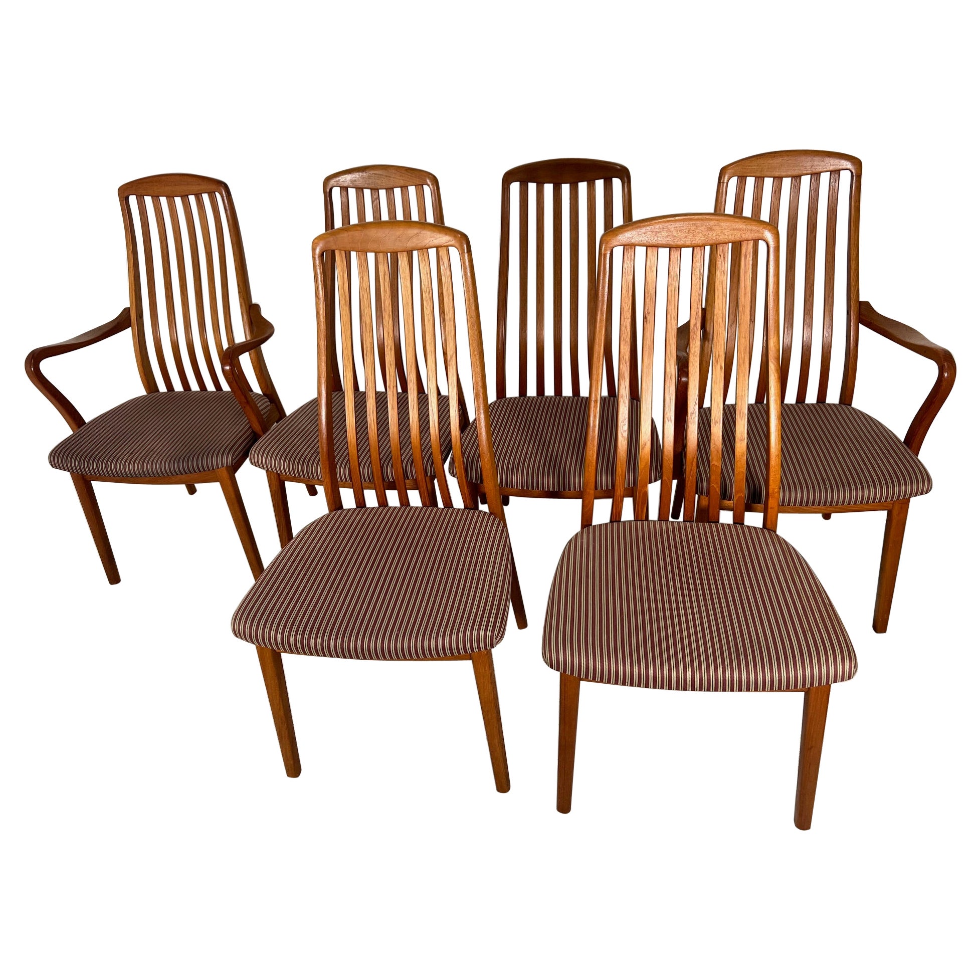 6 Mid Century Danish Modern Teak Dining Chairs By Schou Andersen Slat  Back 
