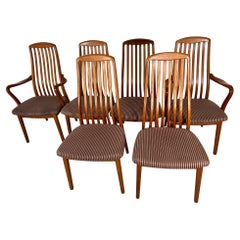 6 Mid Century Danish Modern Teak Dining Chairs By Schou Andersen Slat  Back 