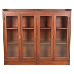 Antique Stickley Style Arts and Crafts Solid Mahogany Double Bookcase, 1920s