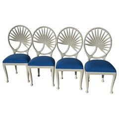 Satz von vier Aluminiumstühlen mit Palmblattmotiv aus Aluminium