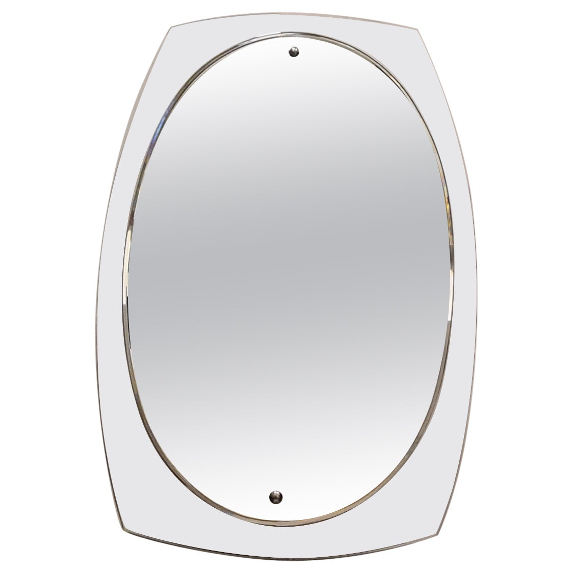 Mirror0 with glass frame 1980s For Sale
