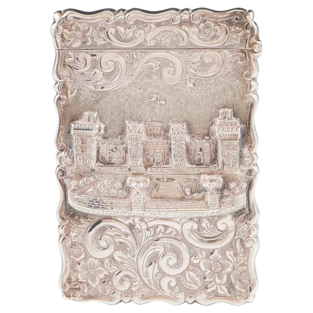Silver Castle Top Card Case Featuring Windsor Castle 1866