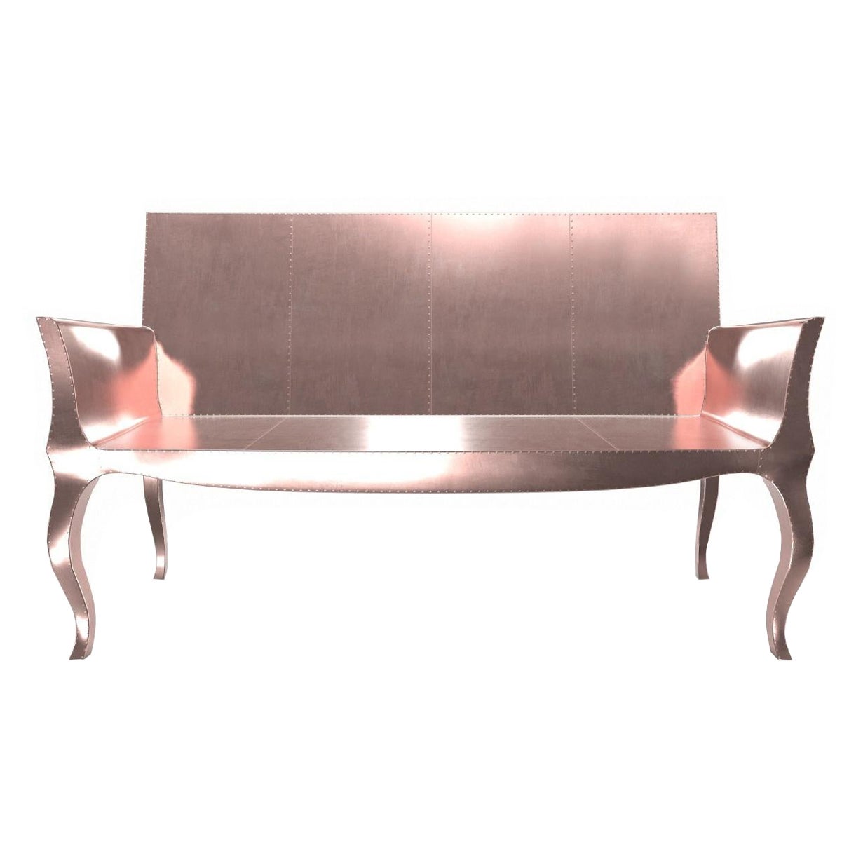 Louise Settee Art Deco Settees in Smooth Copper by Paul Mathieu for S Odegard For Sale