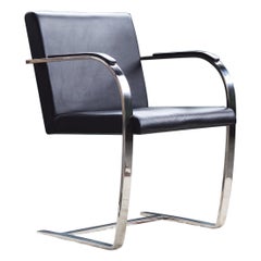 Mid Century Modern Black Flat Chromed Bar Brno Chair, by Mies Van Der Rohe