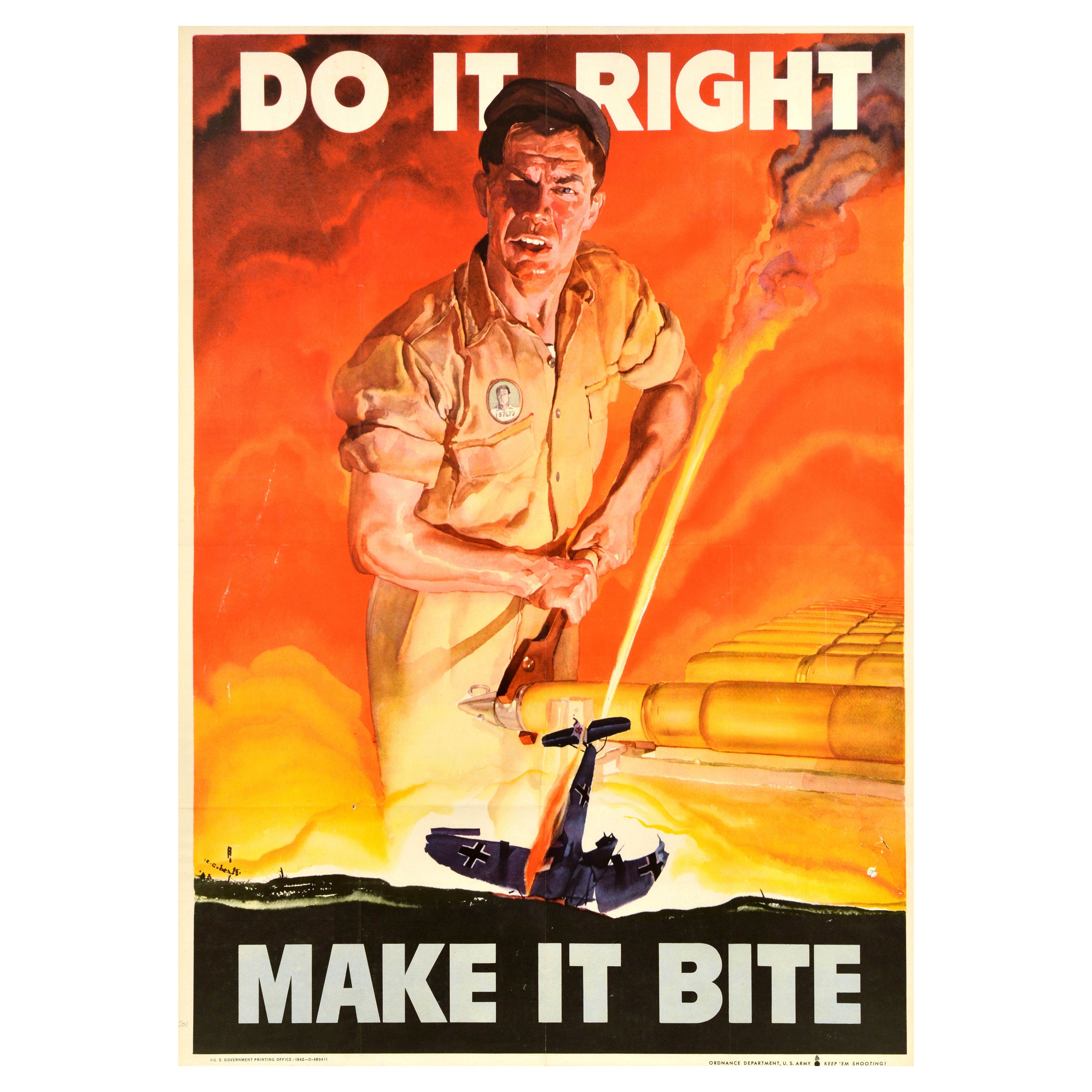 Original Vintage War Home Front Production Poster Do It Right Make It Bite WWII For Sale