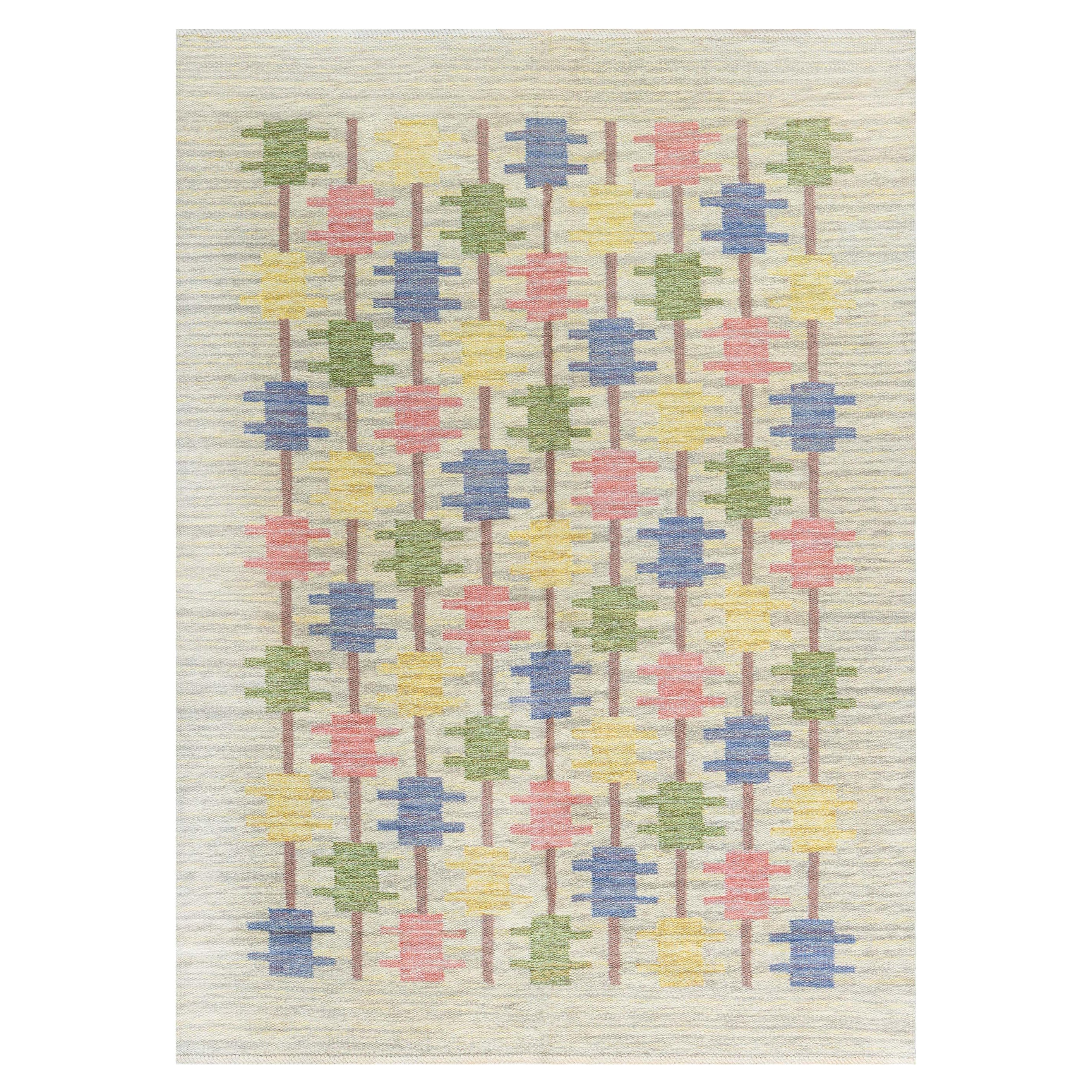 Midcentury Swedish Flat-Weave Wool Rug