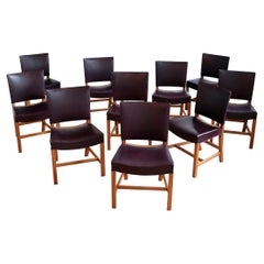 Retro Set of 10 Kaare Klint Red Chairs Rud Rasmussen, Denmark 1950s