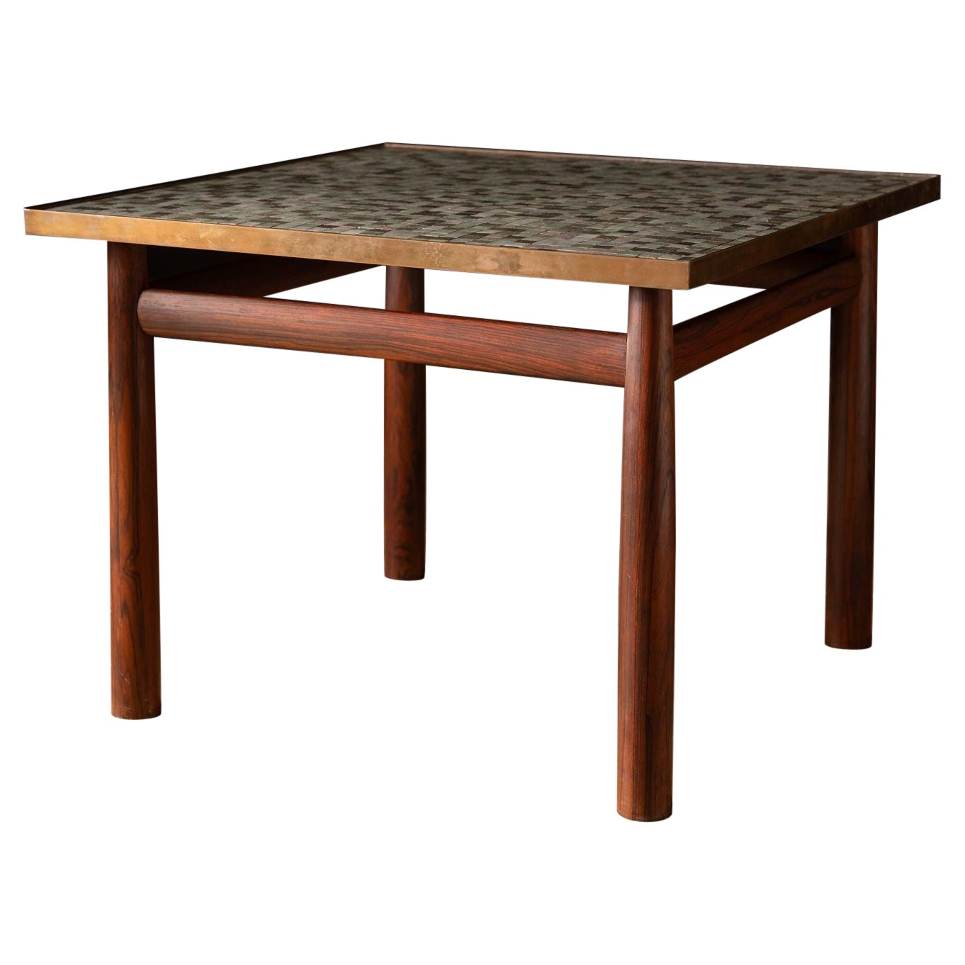 Edward Wormley Rosewood Occasional Table for Dunbar with Murano Glass Tile Top For Sale