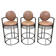 Vintage Design Institute America Deco Revival Bar Stools With Arms, 1980s - Set of Three