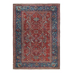 Antigua alfombra persa Sultanabad Rugs con motivos florales rojos y azules, de Rug & Kilim