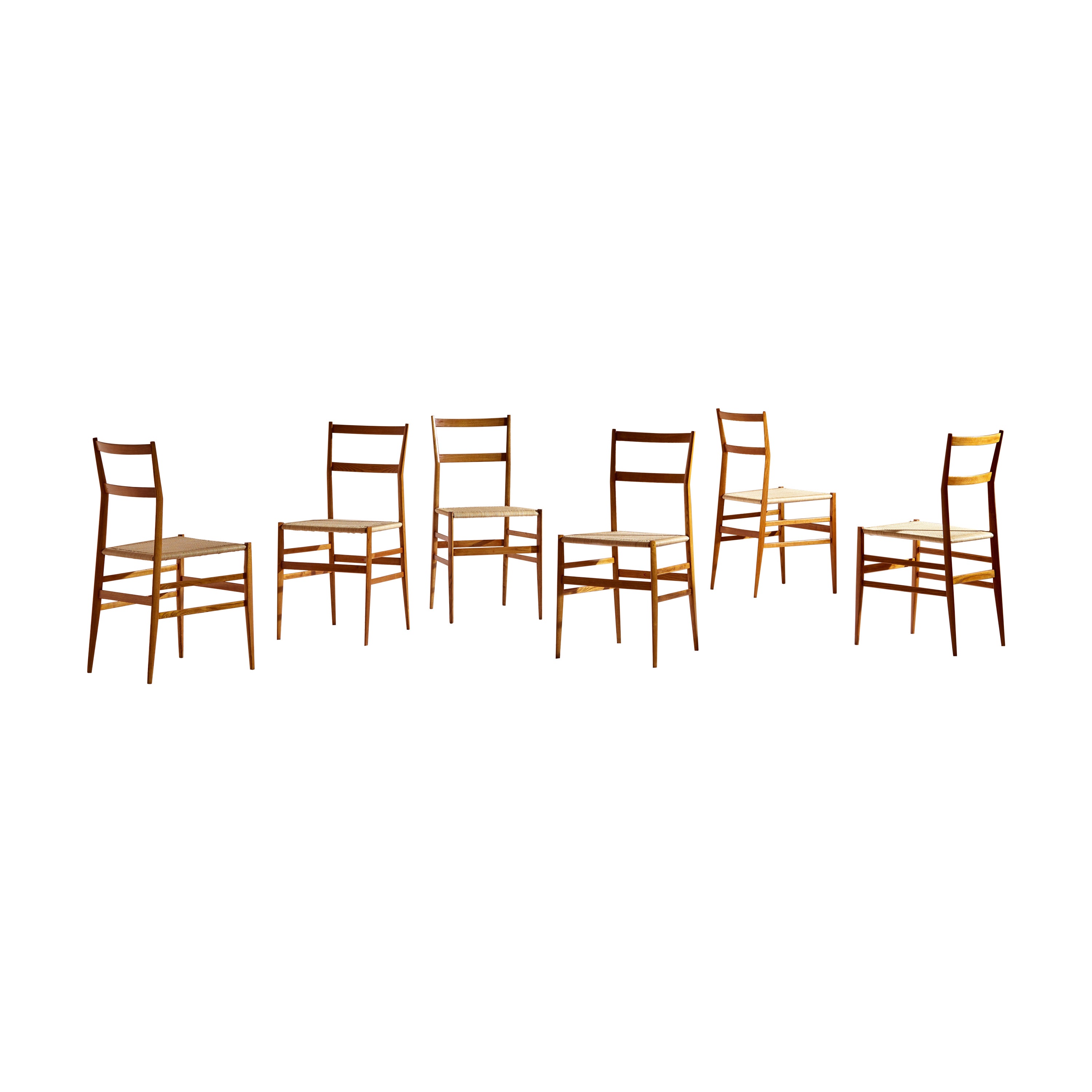 Gio Ponti, Satz von sechs Superleggera-Stühlen für Cassina, Italien, 1957