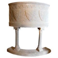 Corner riesiger Kamin aus Serena-Stein, geschnitzt mit Wappen, Toskana