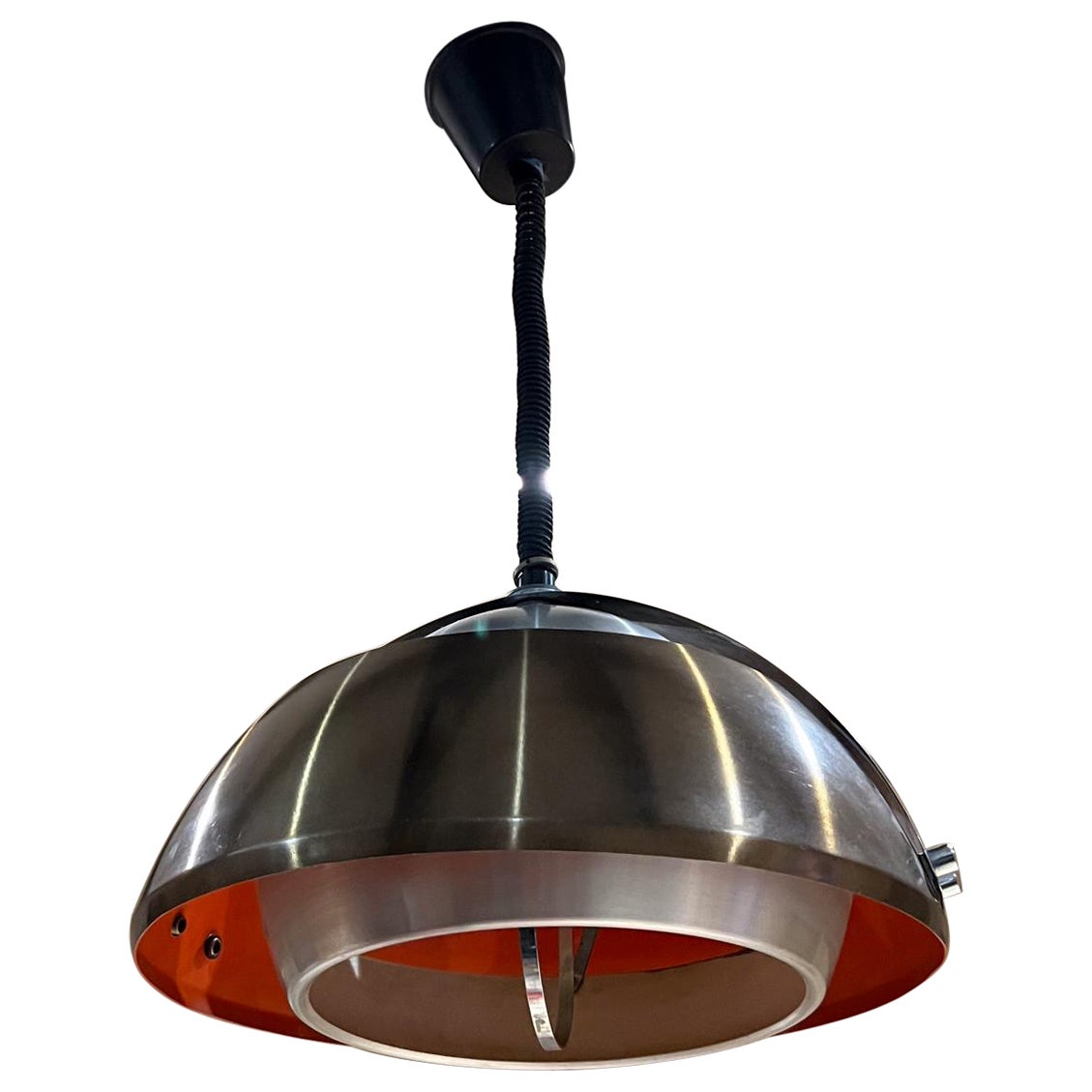 1970s Guzzini Space Age Chrome Pendant Lamp Italy For Sale